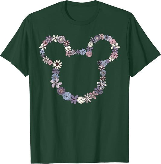 Disney Mickey & Friends Mickey Floral Outline Small T-Shirt - T-Shirt | Forest