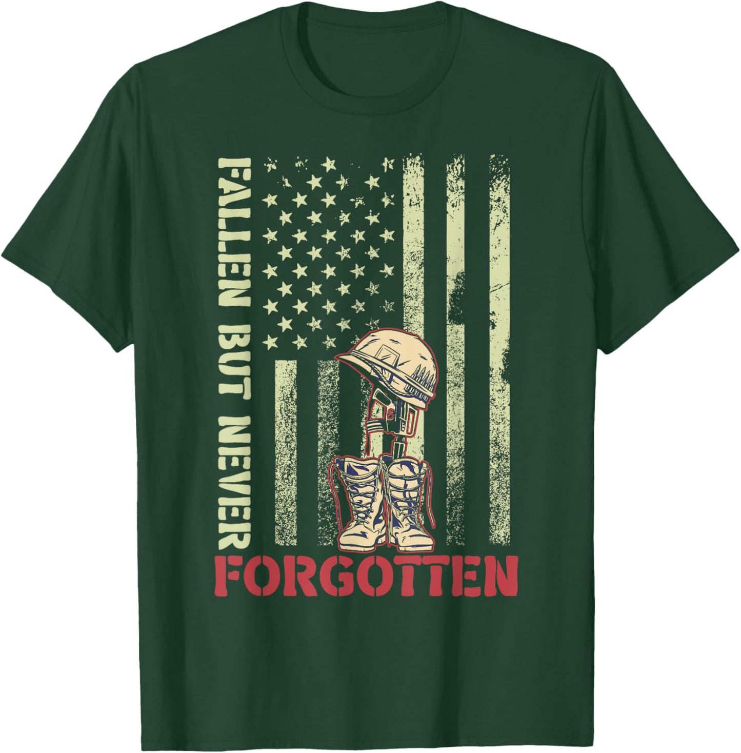 Fallen But Never Forgotten Memorial Day American Soldiers US T-Shirt - T-Shirt | Forest