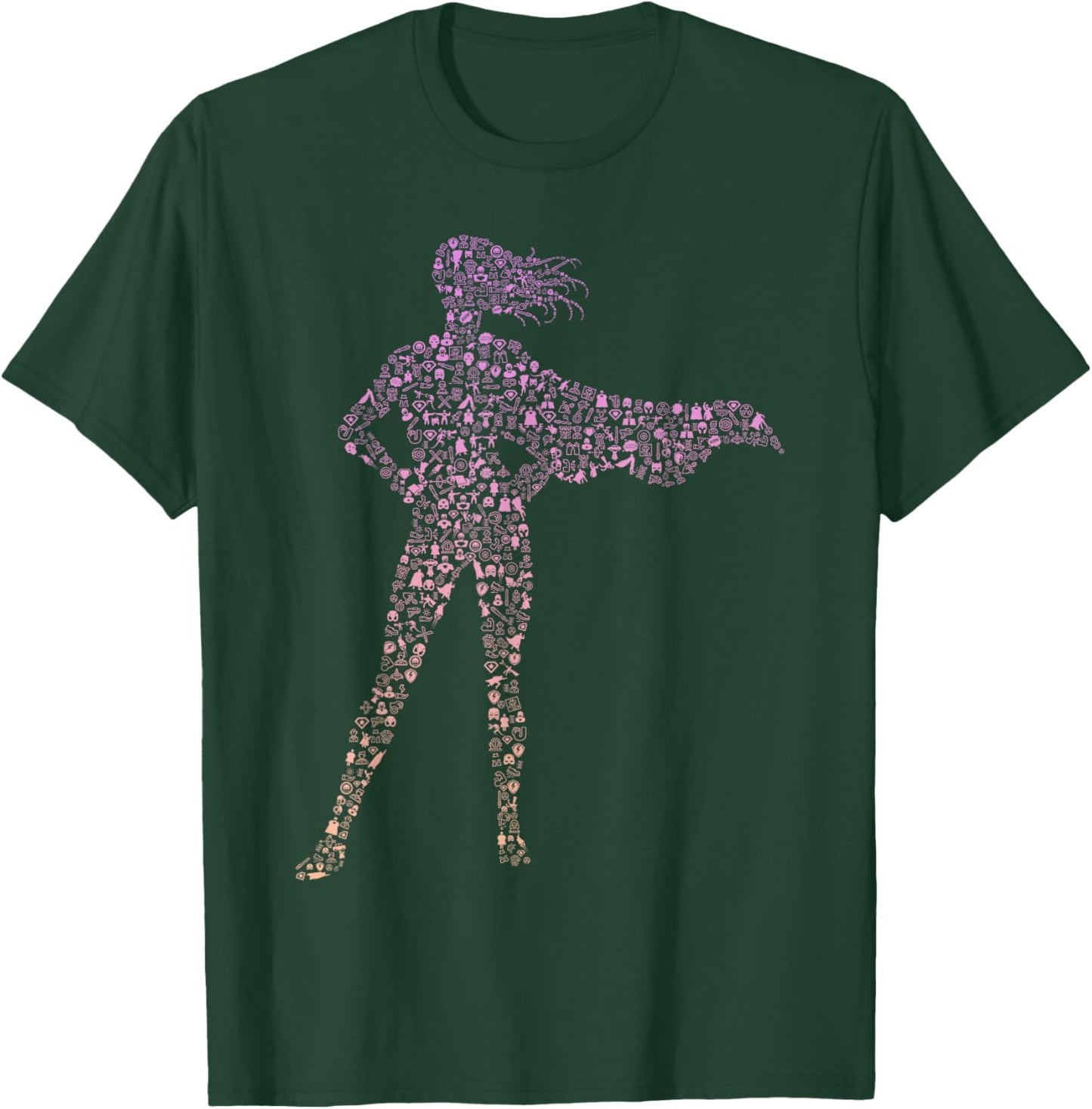 Silhouette Icon Superhero Shirt | Girls Superhero T-Shirt - T-Shirt | Forest