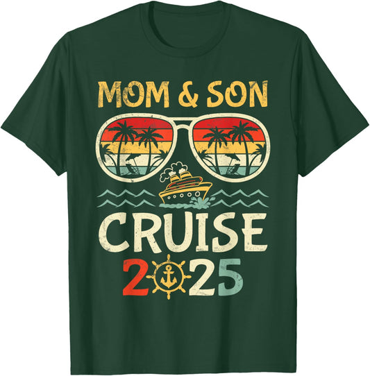 P8Shop New Trip 2025 Mom & Son Tropical Family Vacation - Black, -Adults/Kids, Short Sleeve, , Solid, , Medium, Summer T-Shirt - T-Shirt | Forest