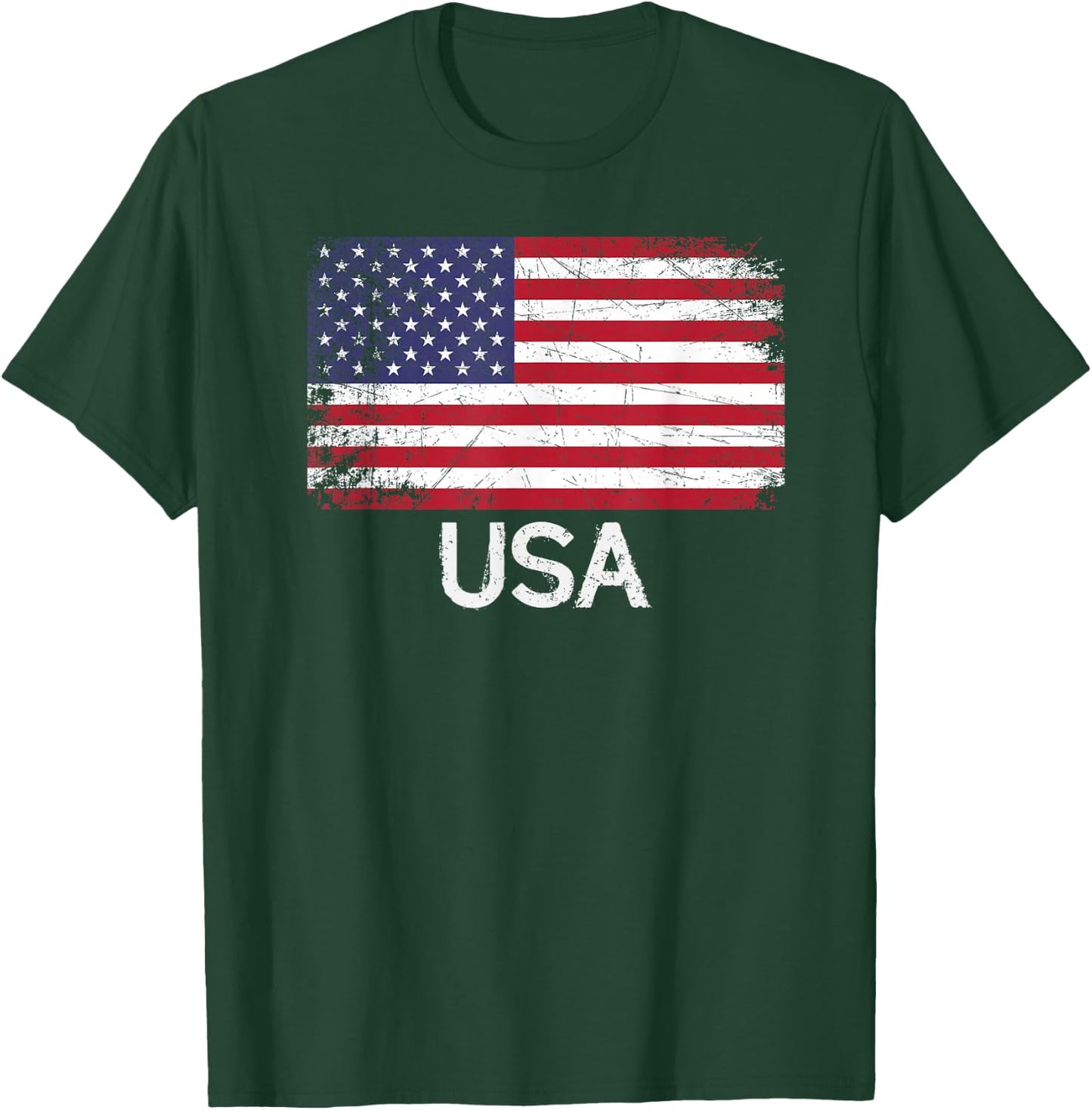 American Flag | Vintage Made in USA United States Gift T-Shirt - T-Shirt | Forest