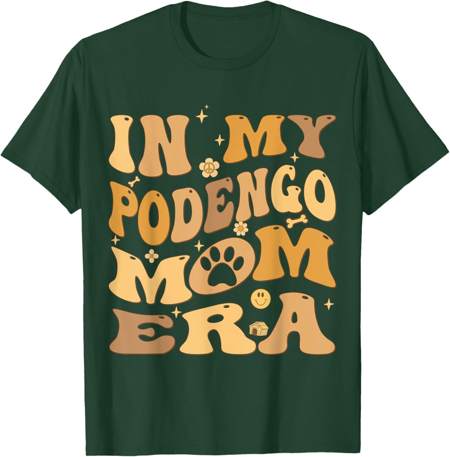 In My Podengo Mom Era Groovy Portuguese Podengo Dog Owner T-Shirt - T-Shirt | Forest