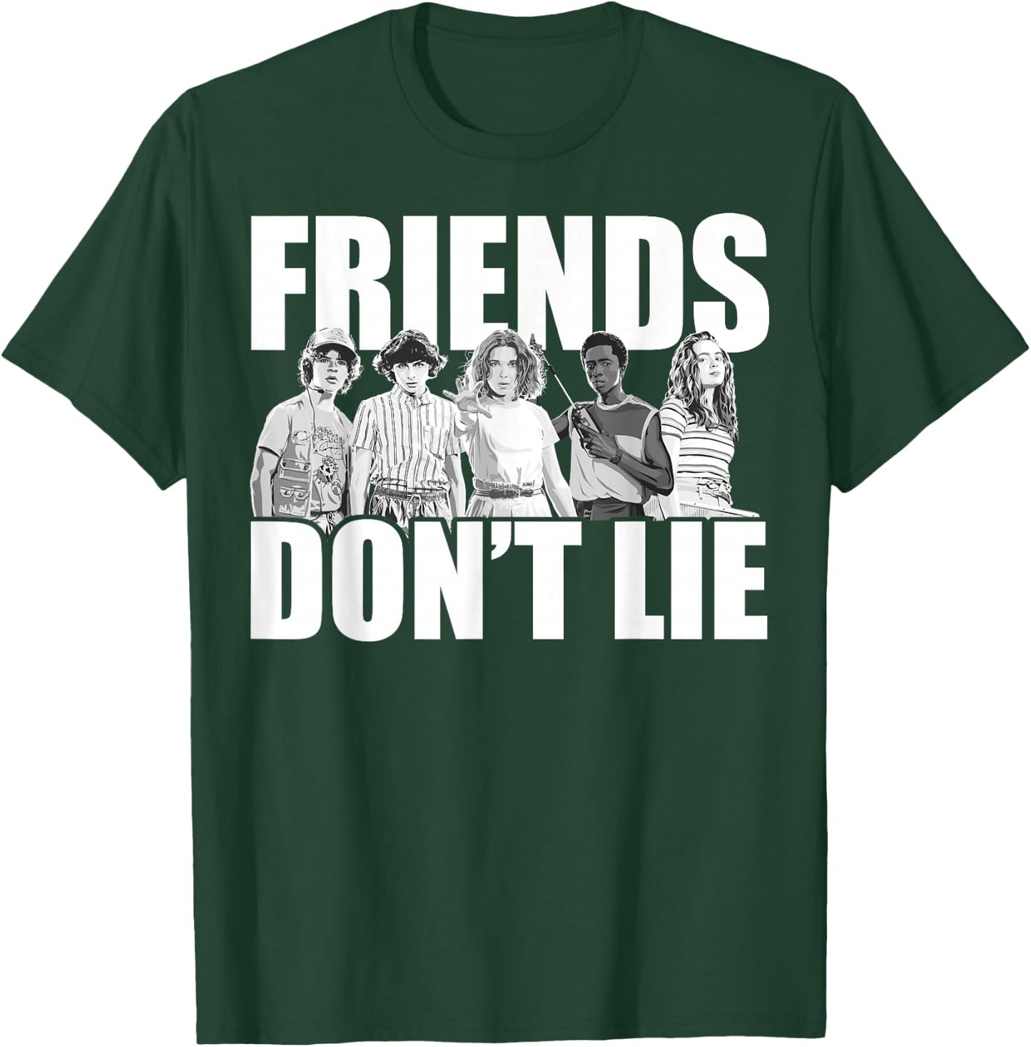 Netflix Stranger Things Friends Don't Lie Group Shot T-Shirt - T-Shirt | Forest
