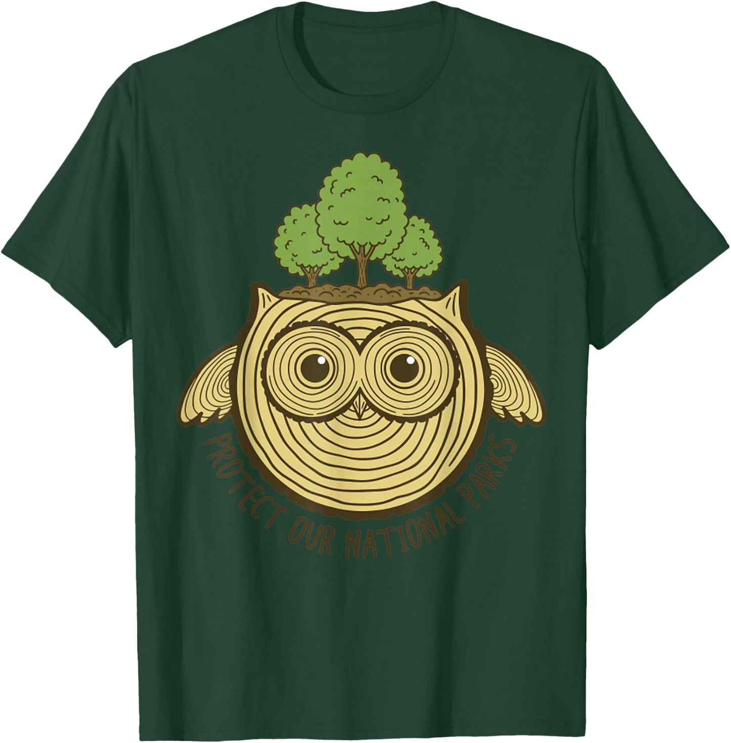 Protect Our National Park Owl Tree Rings Nature Conservation T-Shirt - T-Shirt | Forest