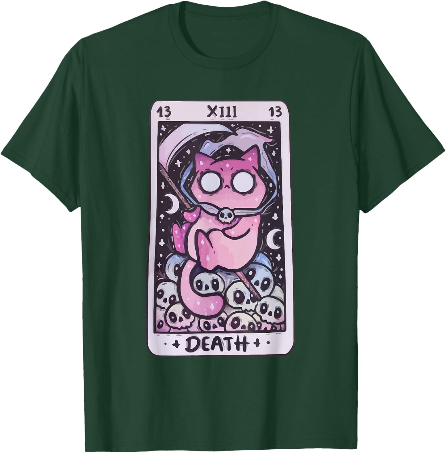 Kawaii Pastel Goth Art the Death Tarot Cute Cat Creepy Art T-Shirt - T-Shirt | Forest