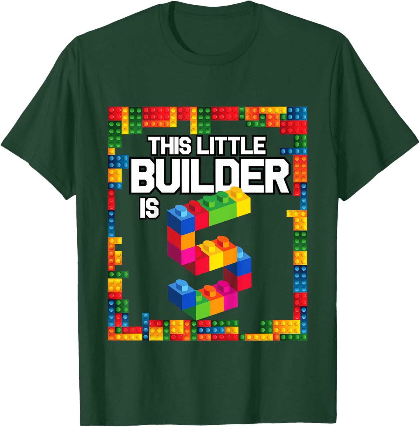 5 Year Old Building Blocks Birthday T Shirt Brick 5th Gift T-Shirt - T-Shirt | Forest