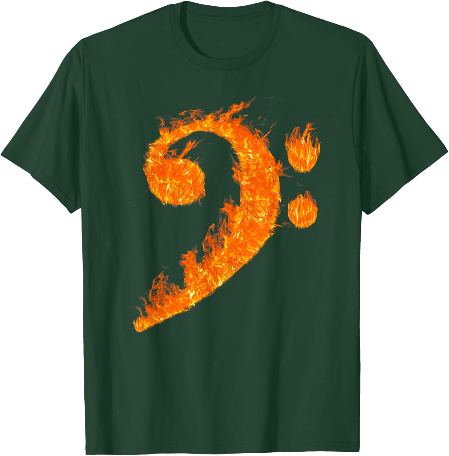 Cool Bass Clef Gift Women Fire Musical Symbol Lover T-Shirt - T-Shirt | Forest