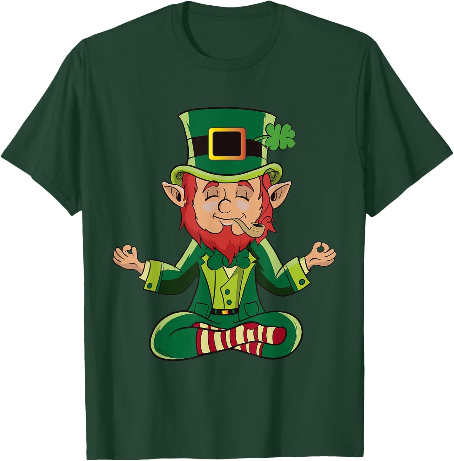 Meditating Yoga Leprechaun for Irish and St Paddy's T-Shirt - T-Shirt | Forest
