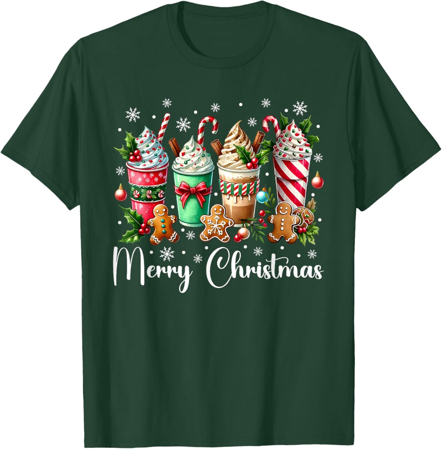 Christmas Pajamas Gingerbread Christmas Coffee Hot Cocoa T-Shirt - T-Shirt | Forest