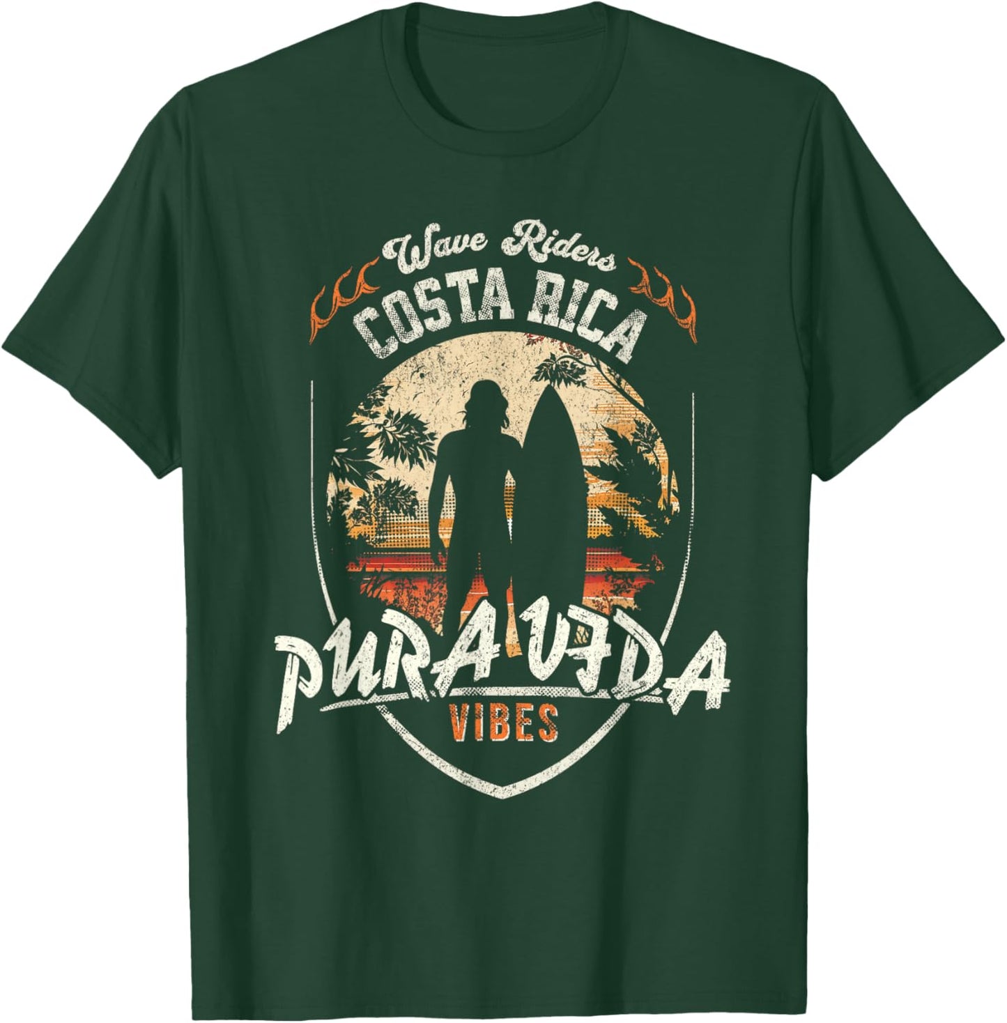 Pura Vida Surfing, Costa Rica, Surfing Pura Vida T-Shirt - T-Shirt | Forest