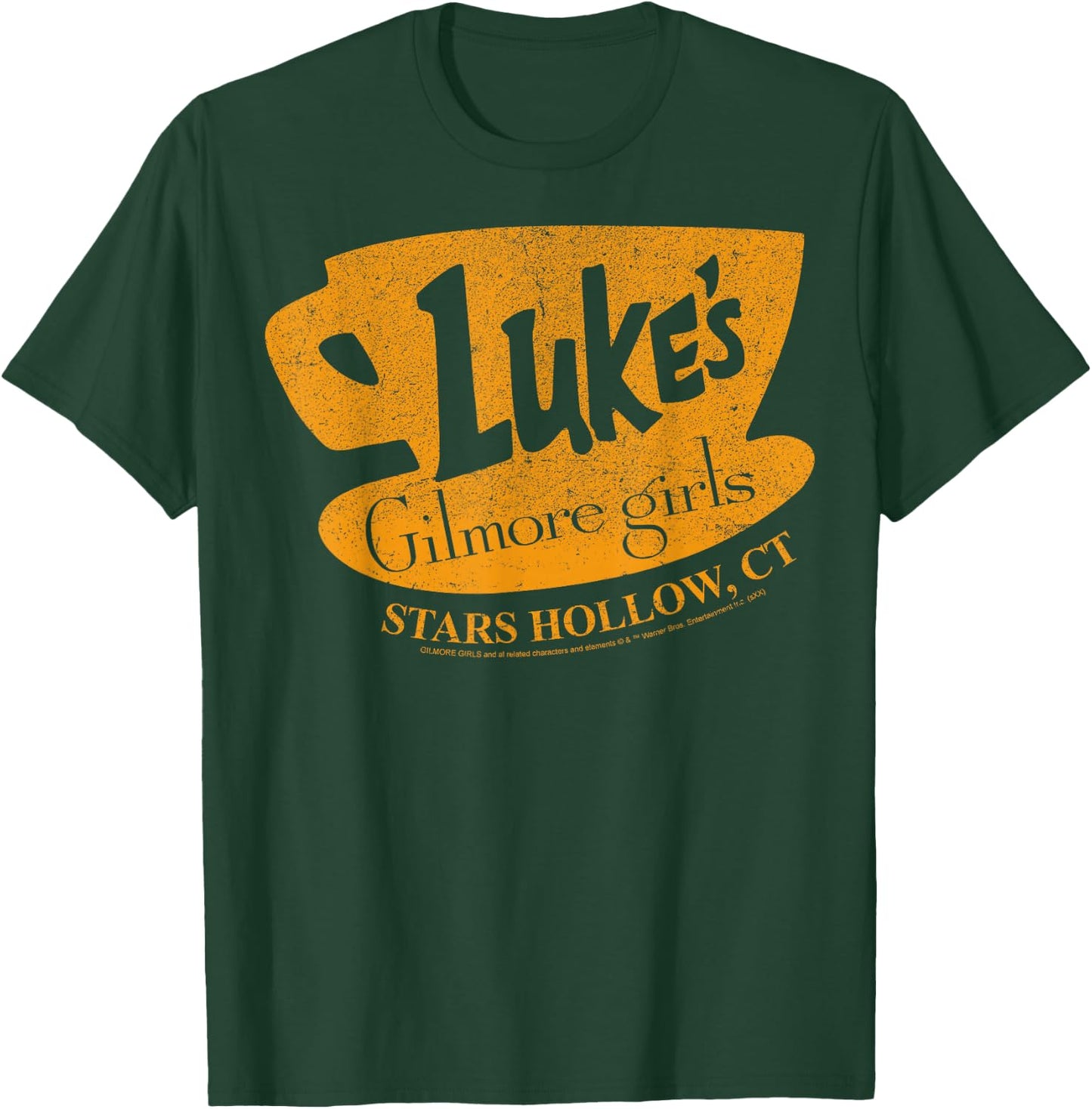 Gilmore Girls Luke's Diner Stars Hollow Distressed Sign T-Shirt - T-Shirt | Forest