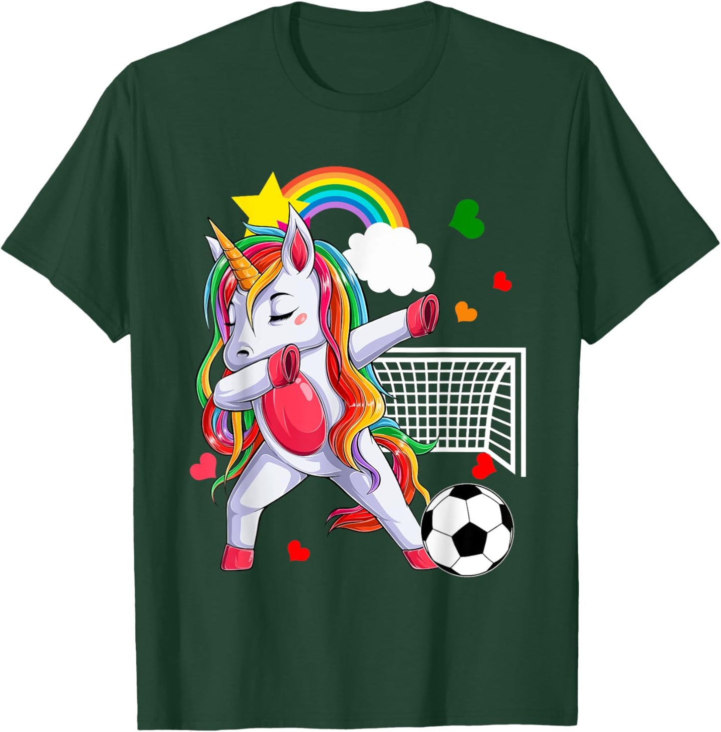 Dabbing Unicorn Playing Soccer Funny Player Coach Rainbow T-Shirt - T-Shirt | Forest