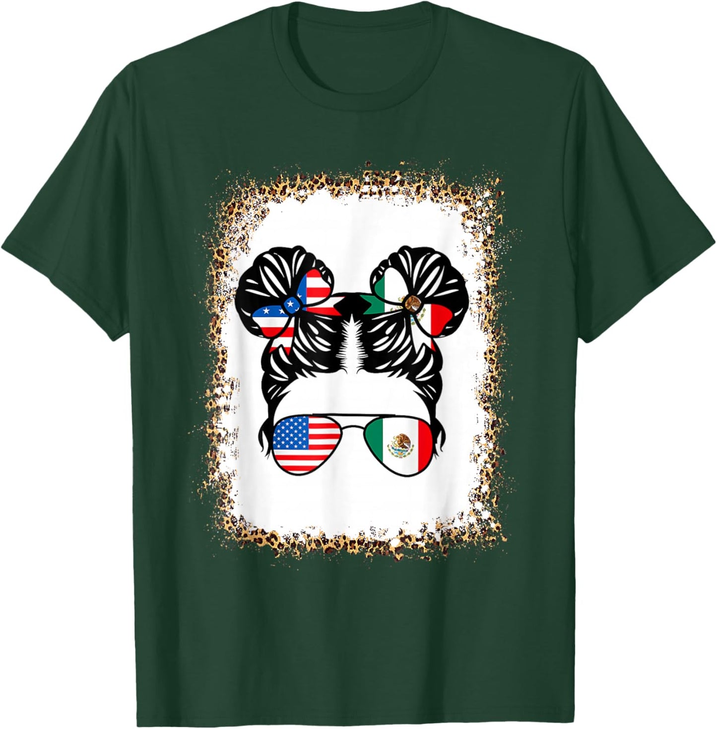 Half An Half Mexican Girl USA Mexico Flag Patriot T-Shirt - T-Shirt | Forest