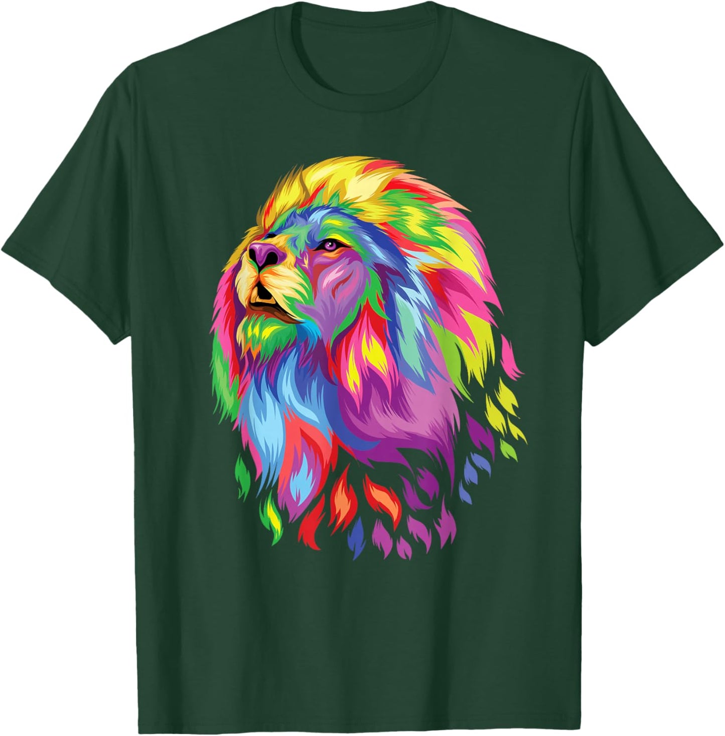 colorful lion head art face for lover King Africa Animals T-Shirt - T-Shirt | Forest