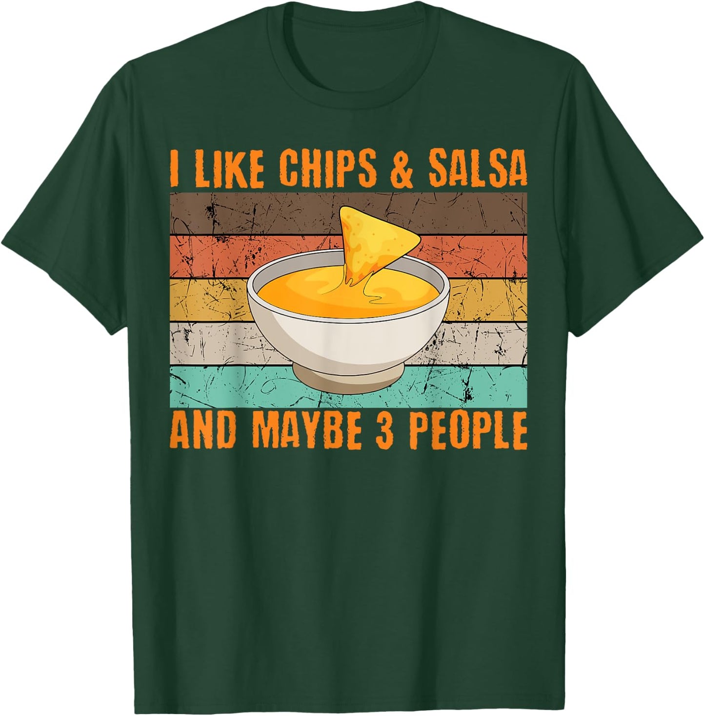 Salsa And Chips Intovert Retro Vintage Mexican Cinco De Mayo T-Shirt - T-Shirt | Forest