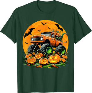 Kids Monster Truck Halloween Pumpkin Smasher Halloween Truck T-Shirt - T-Shirt | Forest