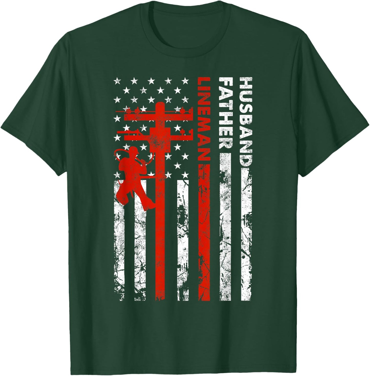 Electric Cable Lineman Husband Father Dad Fathers Day gift T-Shirt - T-Shirt | Forest