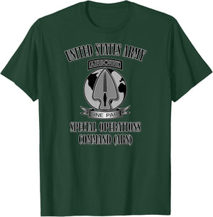 U.S. Army Special Operations Command (ABN) (Back Design) T-Shirt - T-Shirt | Forest