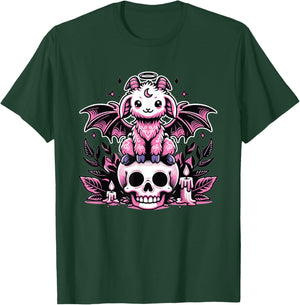 Kawaii Pastel Goth Cute Creepy Goat Bat Skeleton T-Shirt - T-Shirt | Forest