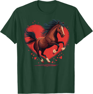 Horse Love Heart for Valentines Day on Horse Lover T-Shirt - T-Shirt | Forest