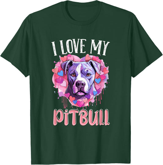 Pitbull Pittie - I Love My Pitbull T-Shirt - T-Shirt | Forest
