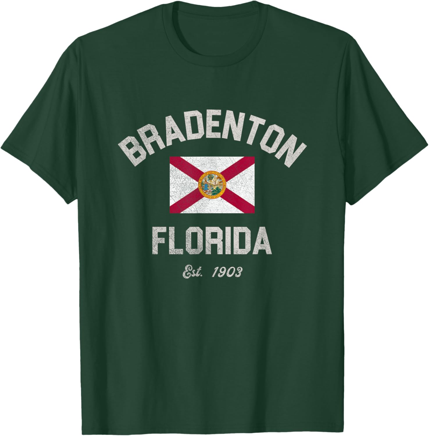 Vintage Bradenton Florida FL Retro Flag T-Shirt - T-Shirt | Forest
