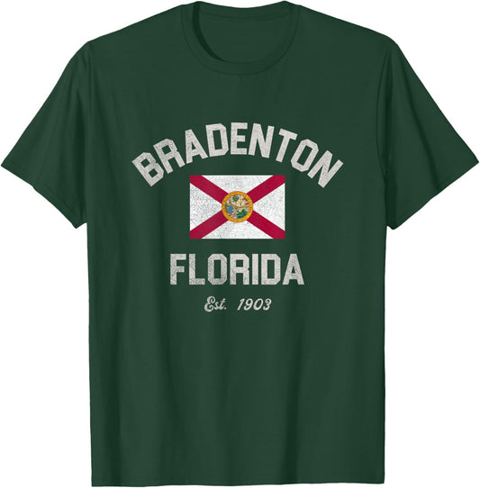 Vintage Bradenton Florida FL Retro Flag T-Shirt - T-Shirt | Forest