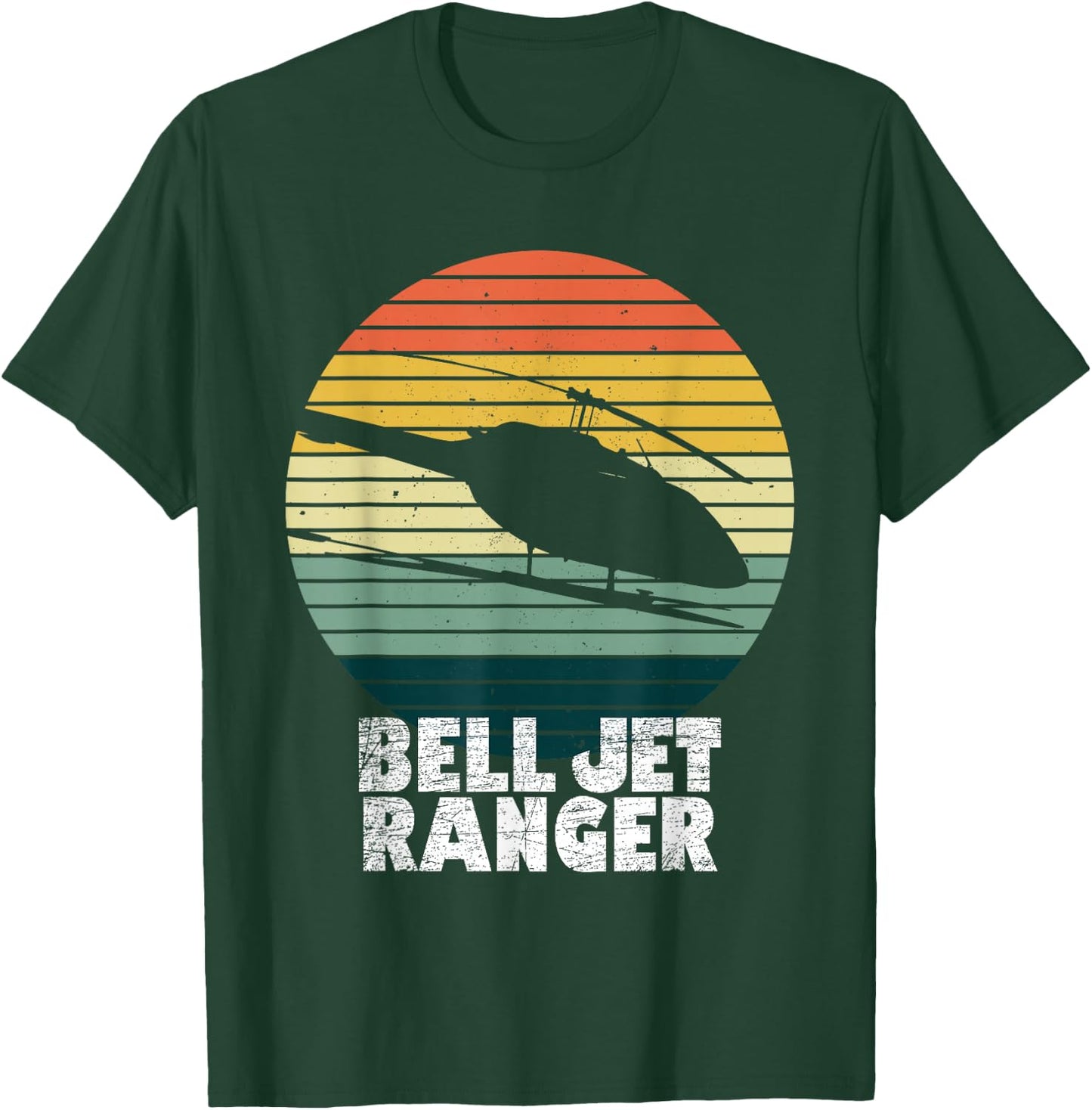Helicopter Avitation Pilot Military Heli Bell Jet Ranger T-Shirt - T-Shirt | Forest