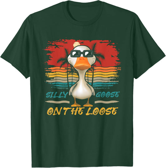 Silly-Goose On The-Loose Vintage Duck Lover Beach Vacation T-Shirt - T-Shirt | Forest