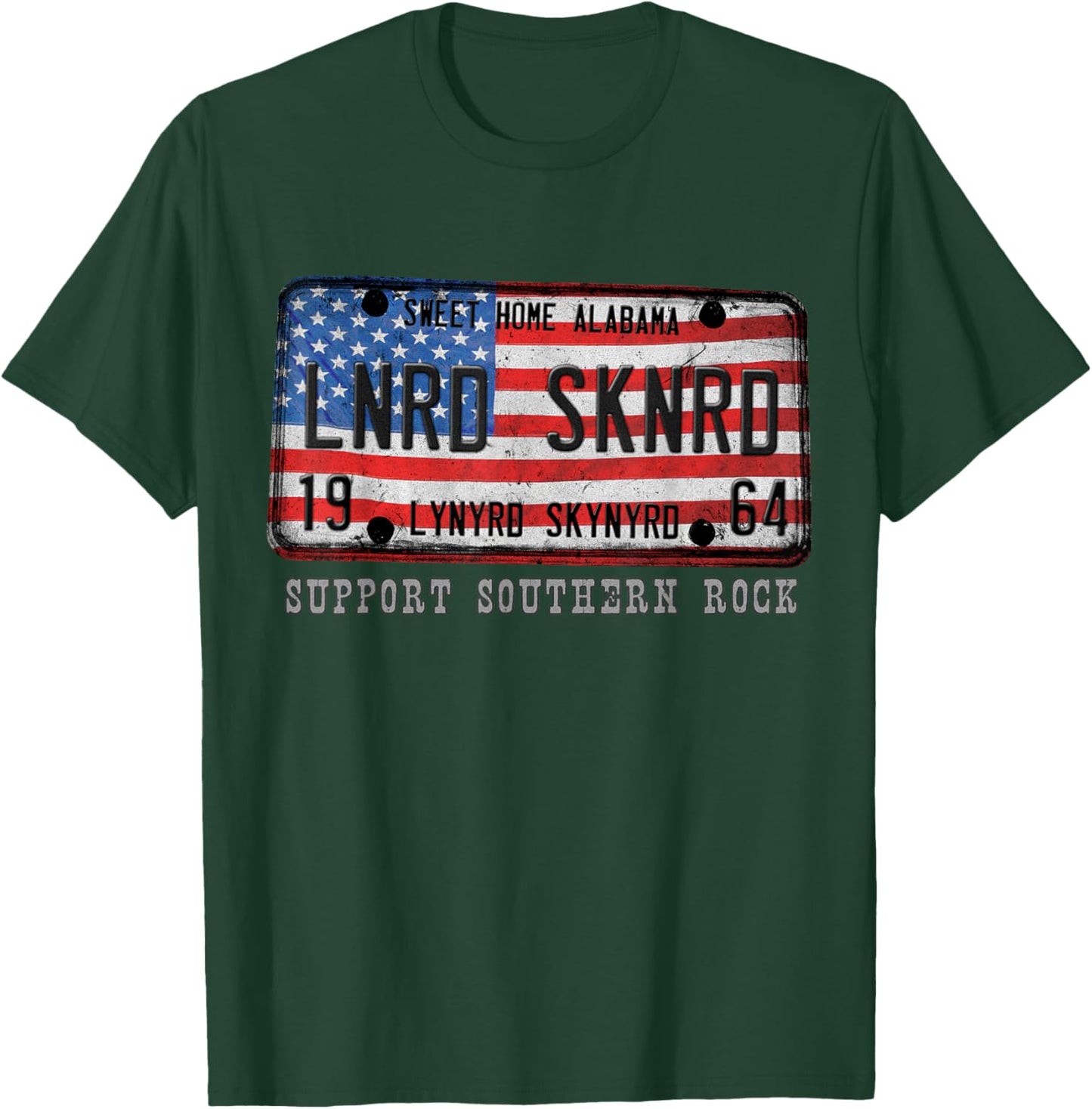 Lynyrd Skynyrd License Plate 1964 Sweet Home Alabama US Flag T-Shirt - T-Shirt | Forest
