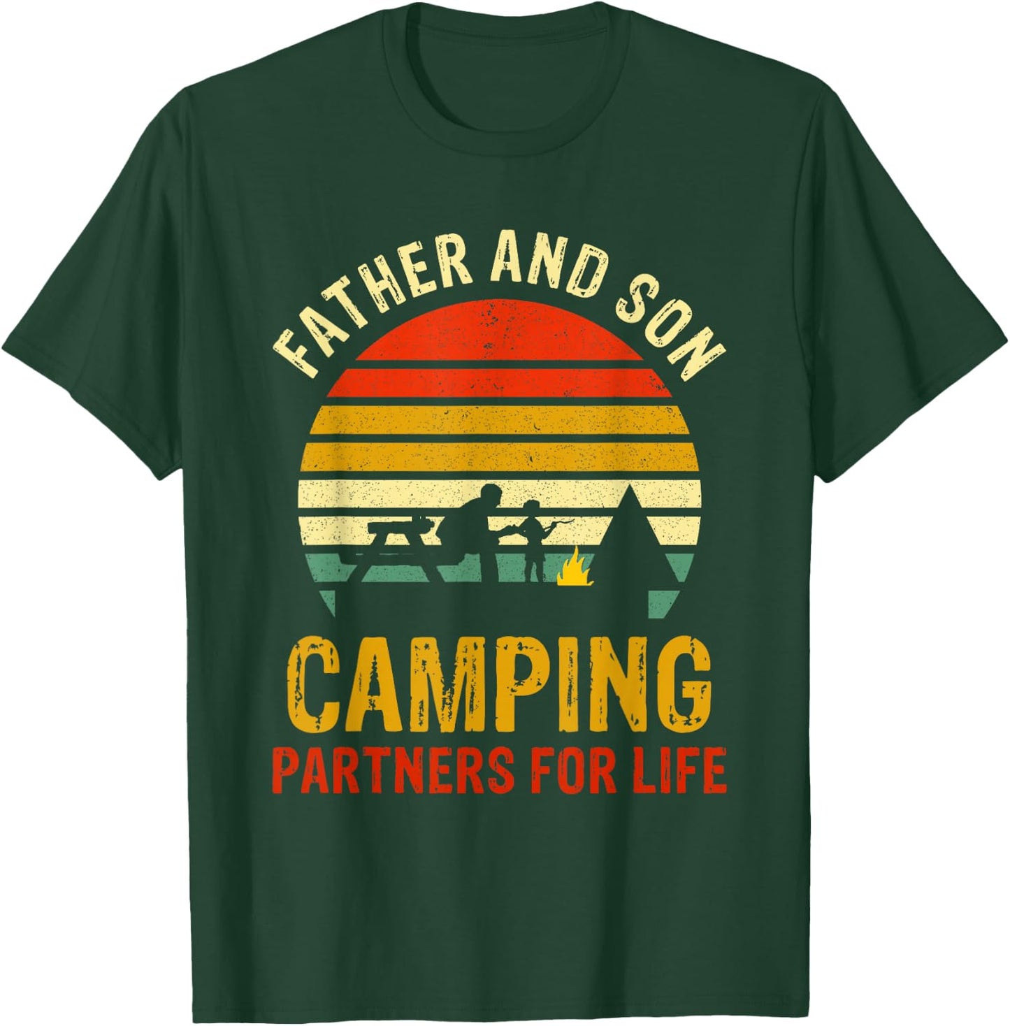Vintage Dad And Son Camping Partners For Life Fathers Day T-Shirt - T-Shirt | Forest