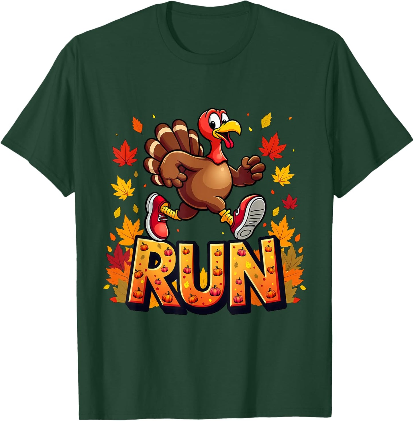 Running Turkey Trot Thanksgiving 2024 For Boys Girls Kids T-Shirt - T-Shirt | Forest
