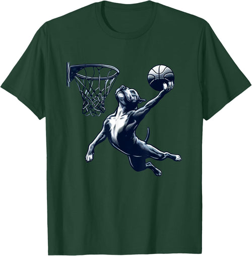 Pitbull Dunking Basketball Dog Playing Basketball Sports