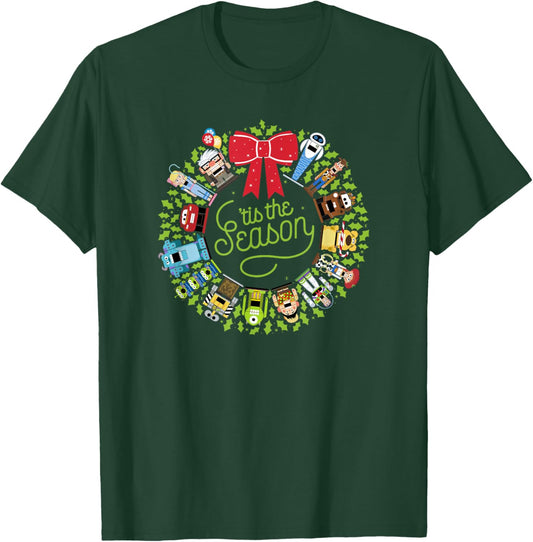 Disney Pixar Christmas Group Tis The Season Wreath T-Shirt - T-Shirt | Forest