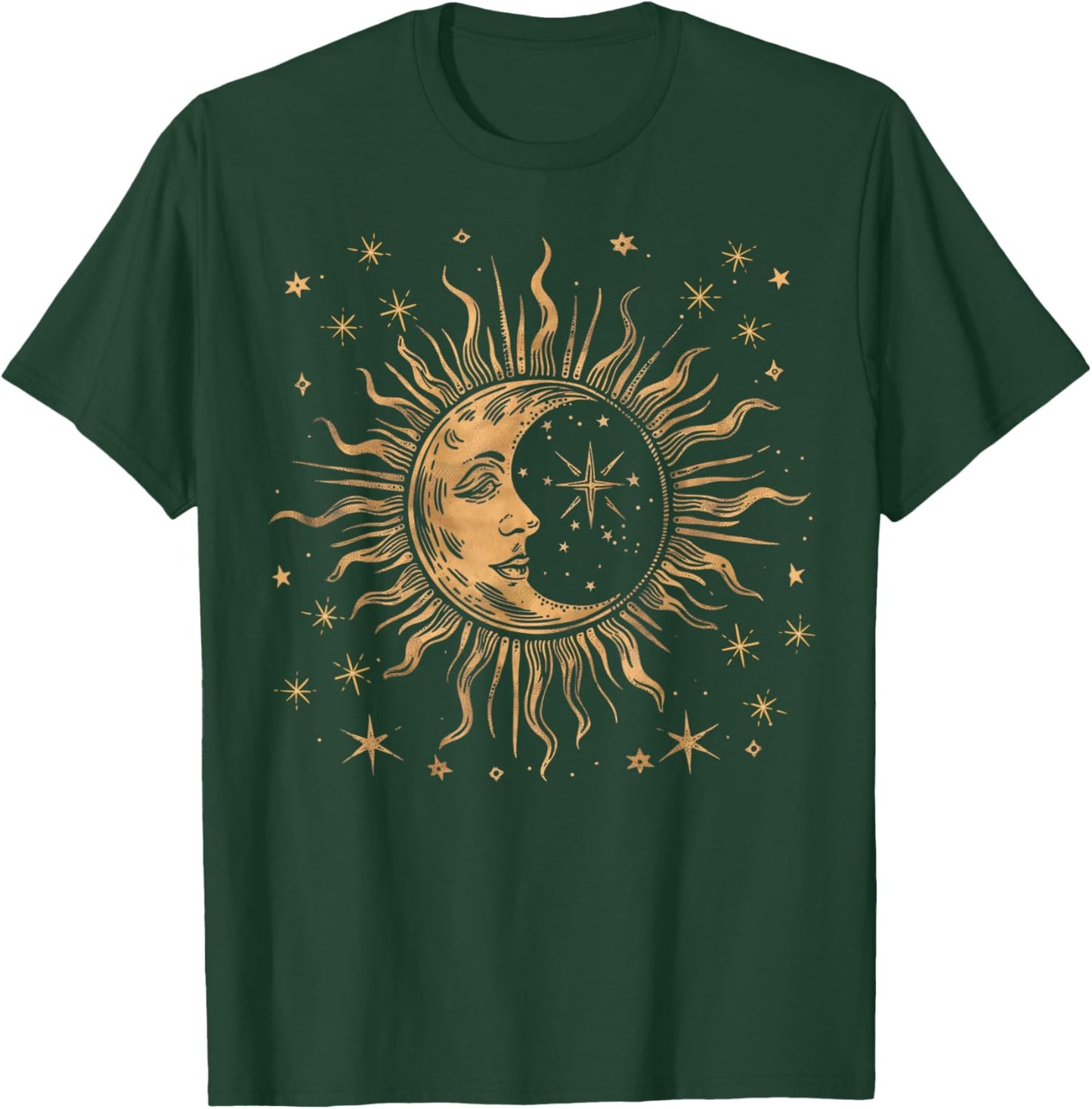Vintage Festival Sonne Mond und Sterne, himmlisch, spirituell T-Shirt - T-Shirt | Forest