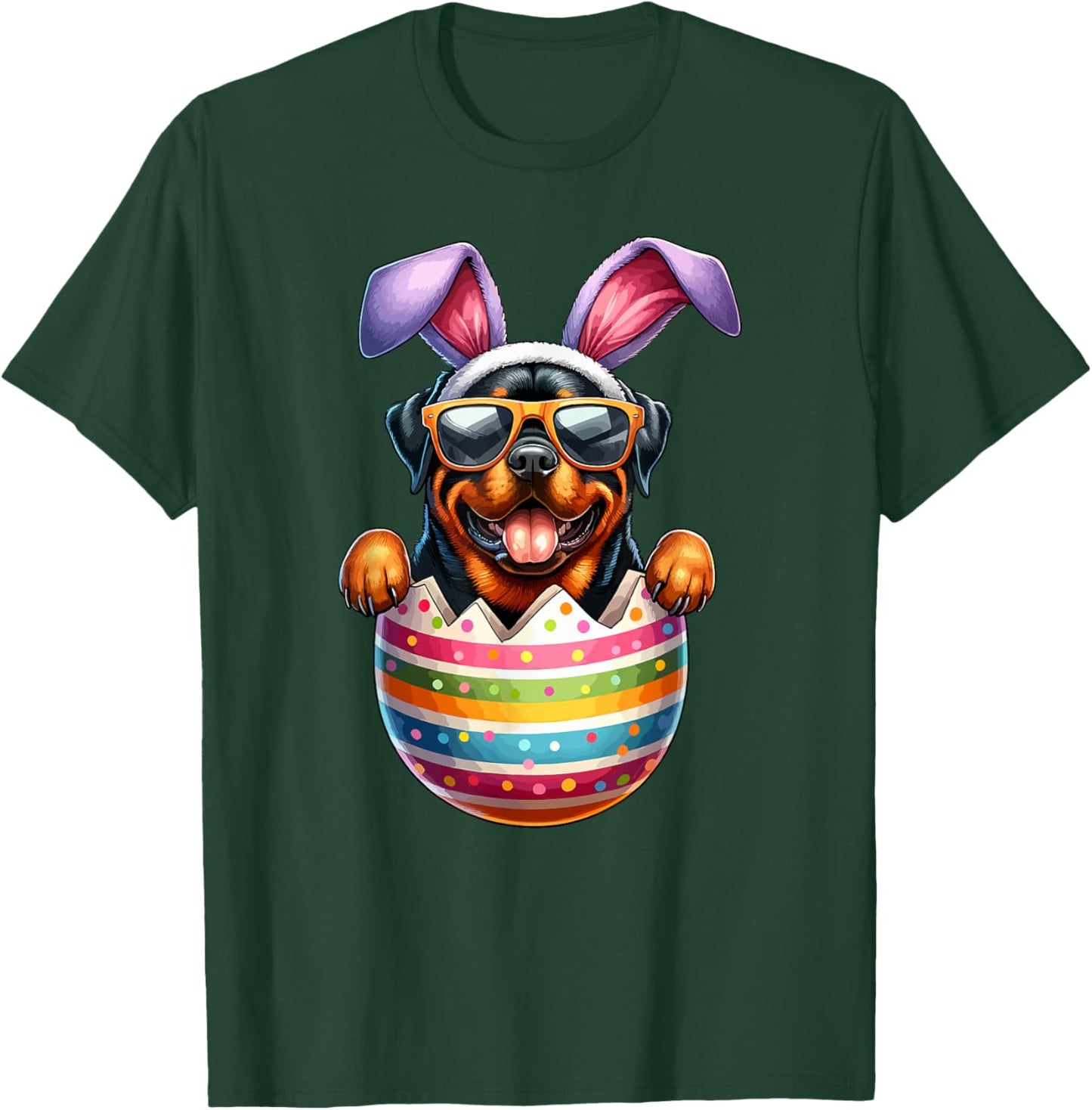 Cute Rottweiler Egg Happy Easter Day Dog Dad Dog Mom T-Shirt - T-Shirt | Forest