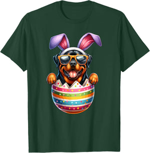 Cute Rottweiler Egg Happy Easter Day Dog Dad Dog Mom T-Shirt - T-Shirt | Forest