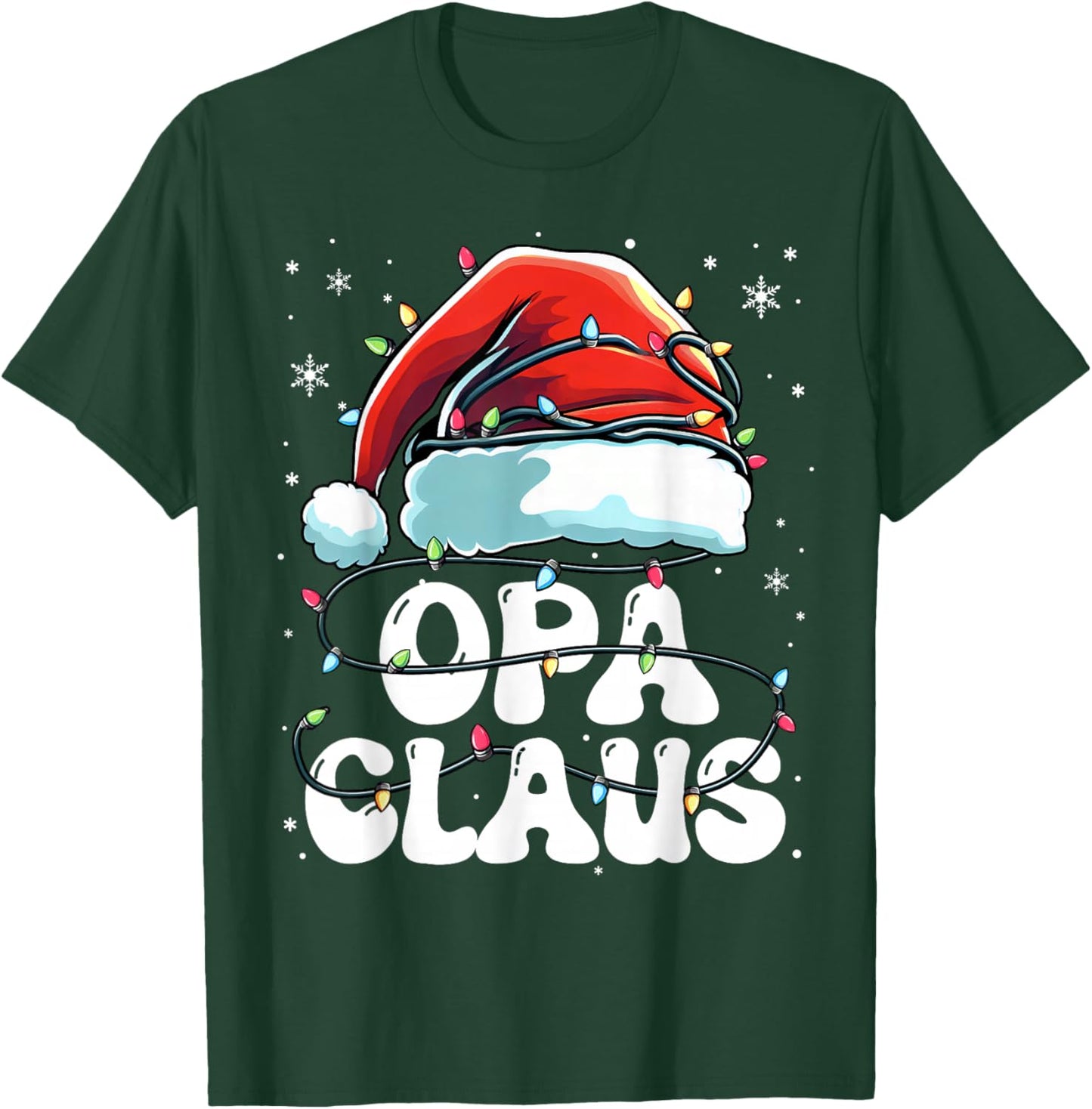 Groovy Opa Claus Christmas Lights Funny Family Xmas Pajama T-Shirt - T-Shirt | Forest