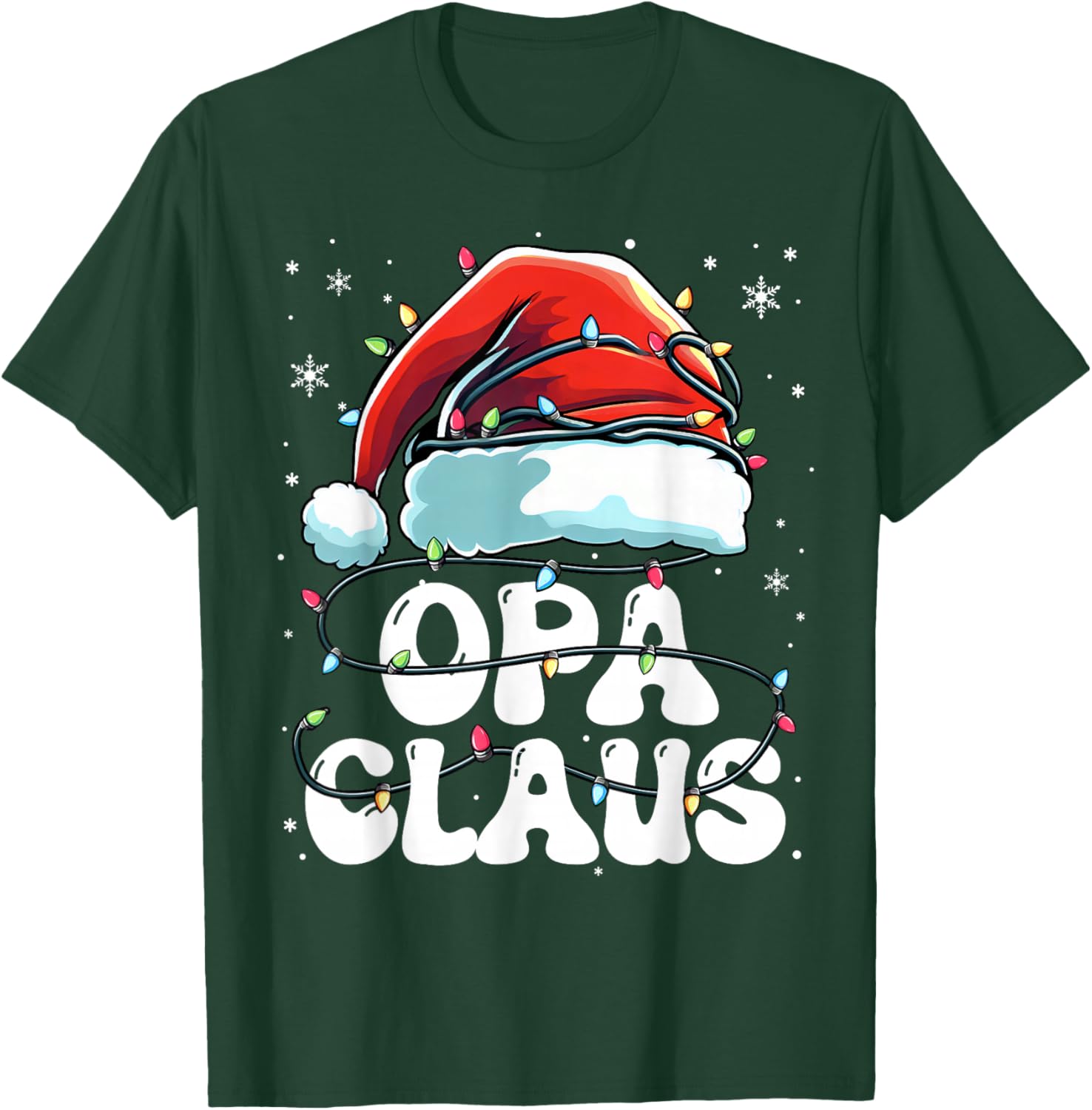 Groovy Opa Claus Christmas Lights Funny Family Xmas Pajama T-Shirt - T-Shirt | Forest