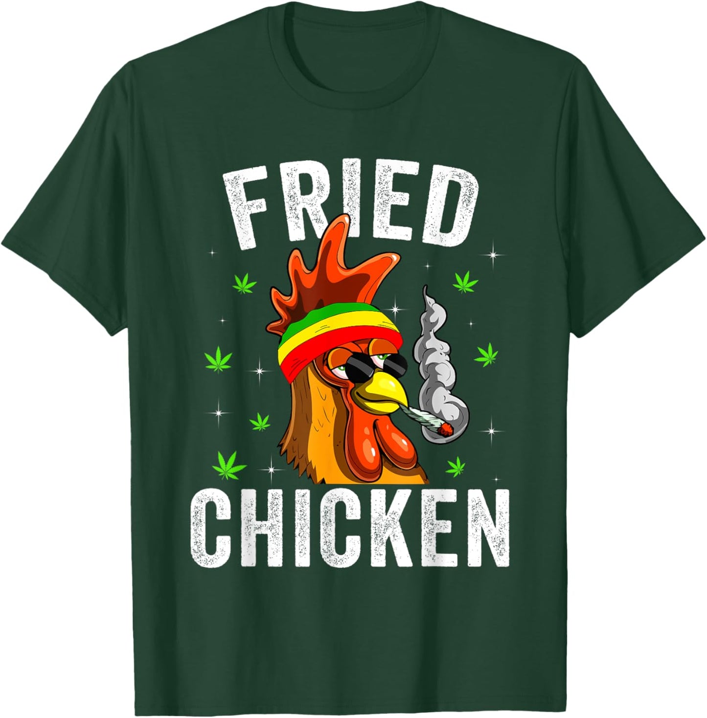 Fried Smoking Chicken 420 Marijuana Graphic Weed Men Women T-Shirt - T-Shirt | Forest