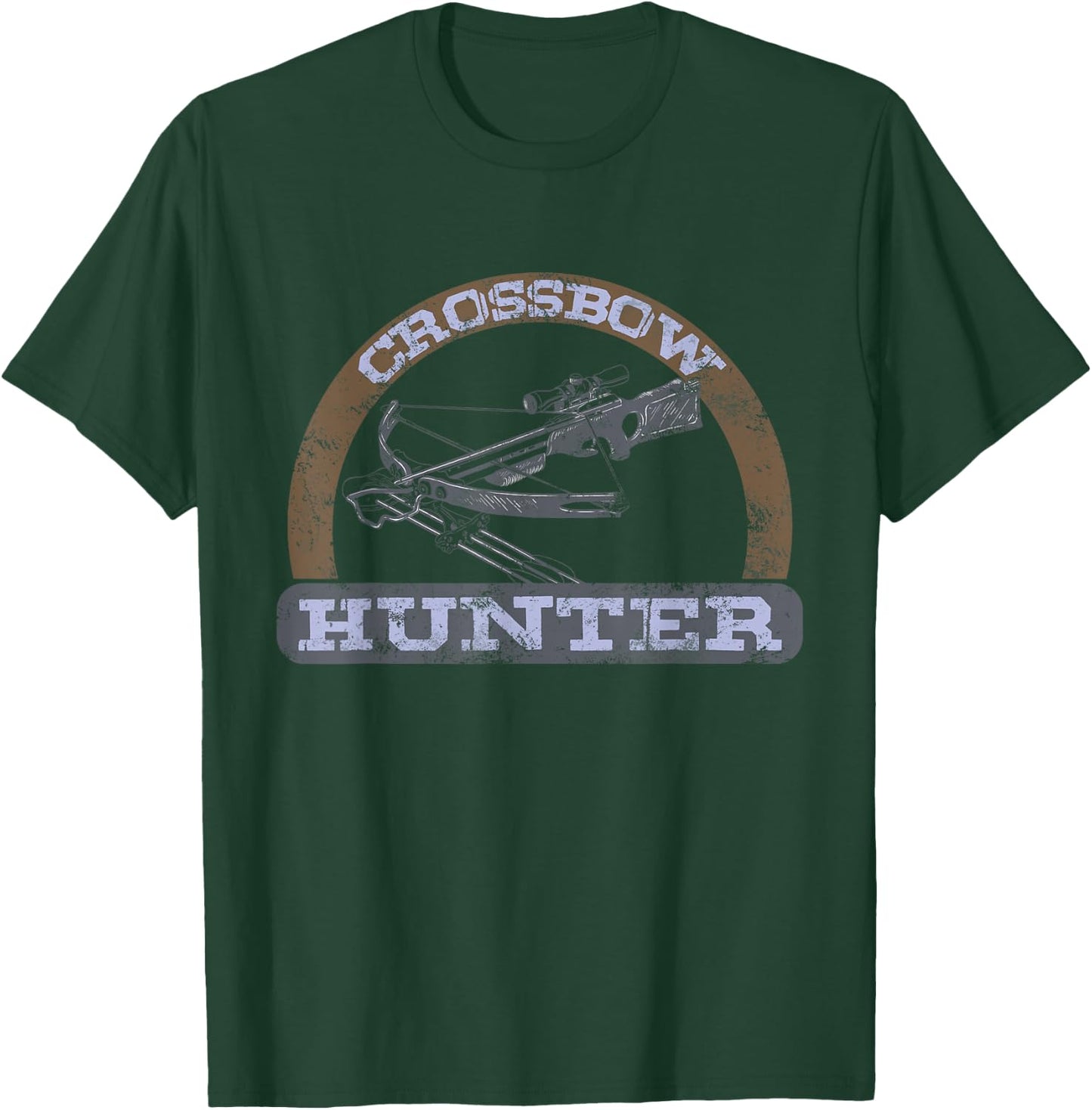 Crossbow Hunting Faded Distressed Retro Look Archery T-Shirt - T-Shirt | Forest