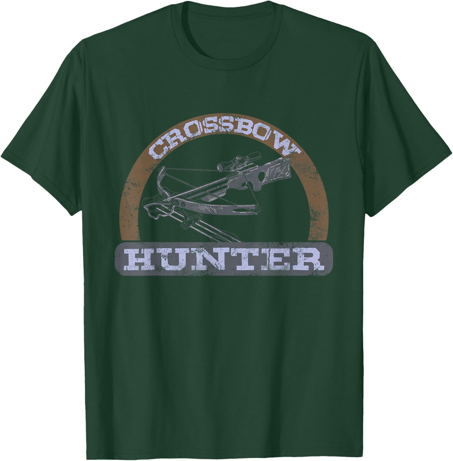Crossbow Hunting Faded Distressed Retro Look Archery T-Shirt - T-Shirt | Forest