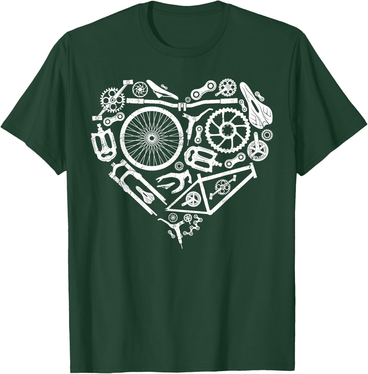 Enduro MTB Mountain Bike Riding Downhill Heart Bike Parts T-Shirt - T-Shirt | Forest