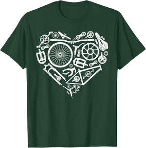 Enduro MTB Mountain Bike Riding Downhill Heart Bike Parts T-Shirt - T-Shirt | Forest