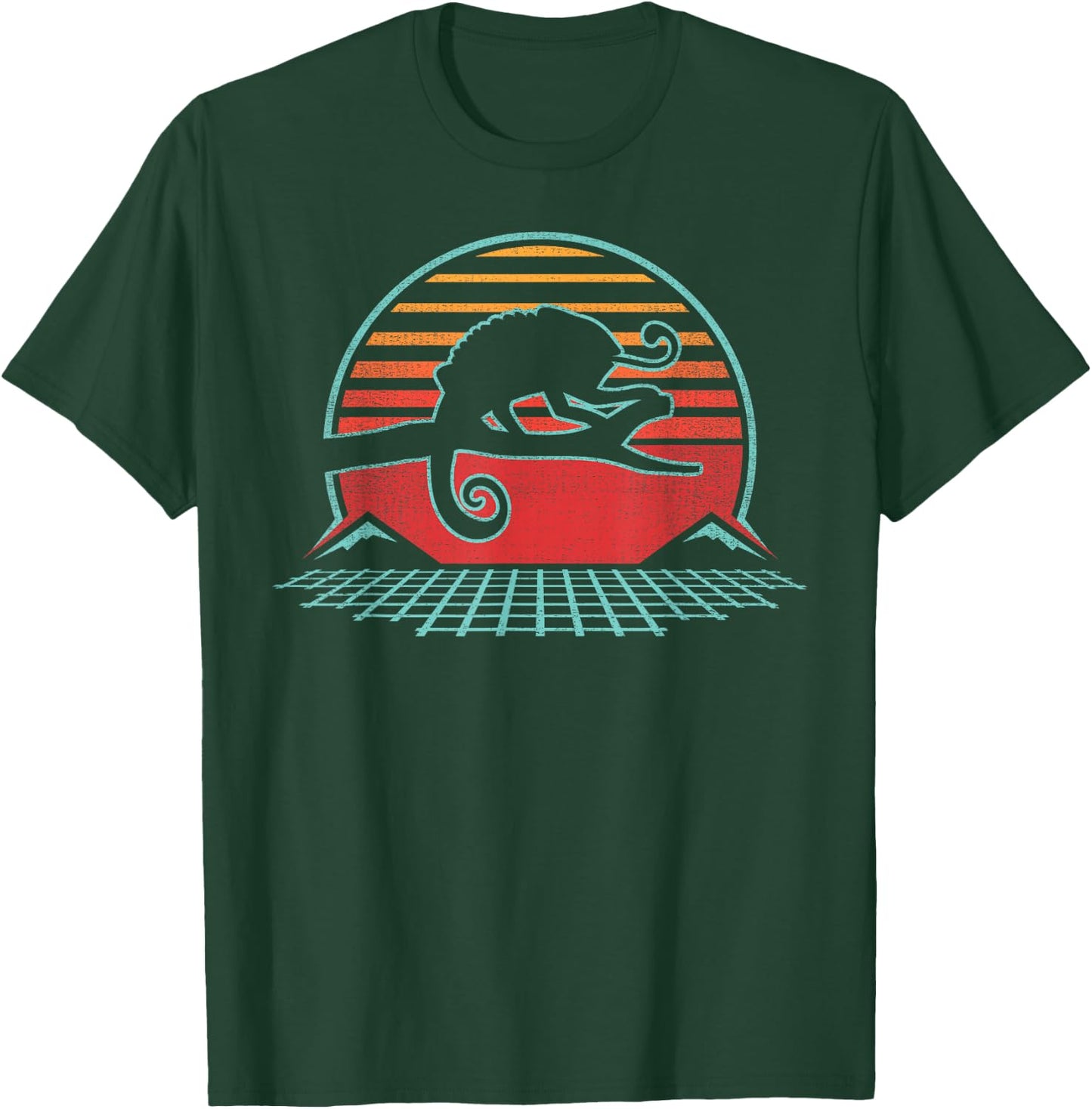 Chameleon Lover Reptile Retro Vintage 80s Style T-Shirt - T-Shirt | Forest