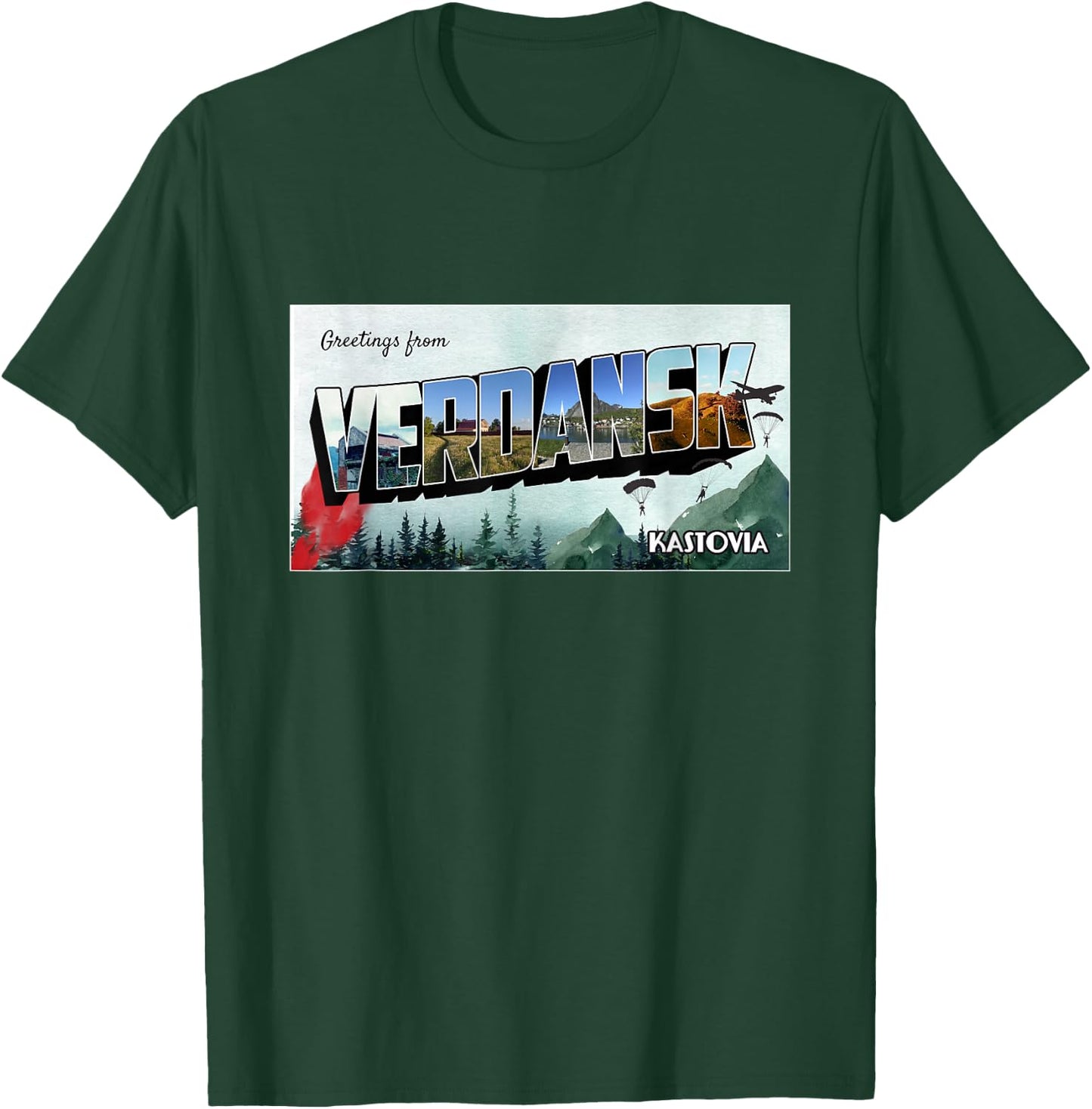 Warzone Gaming in Verdansk for crews & gamers - Men's Black Modern - Small - Short Sleeve - Crew Collar - Straight Hemline - Cotton 65%, Polyester 35% T-Shirt - T-Shirt | Forest
