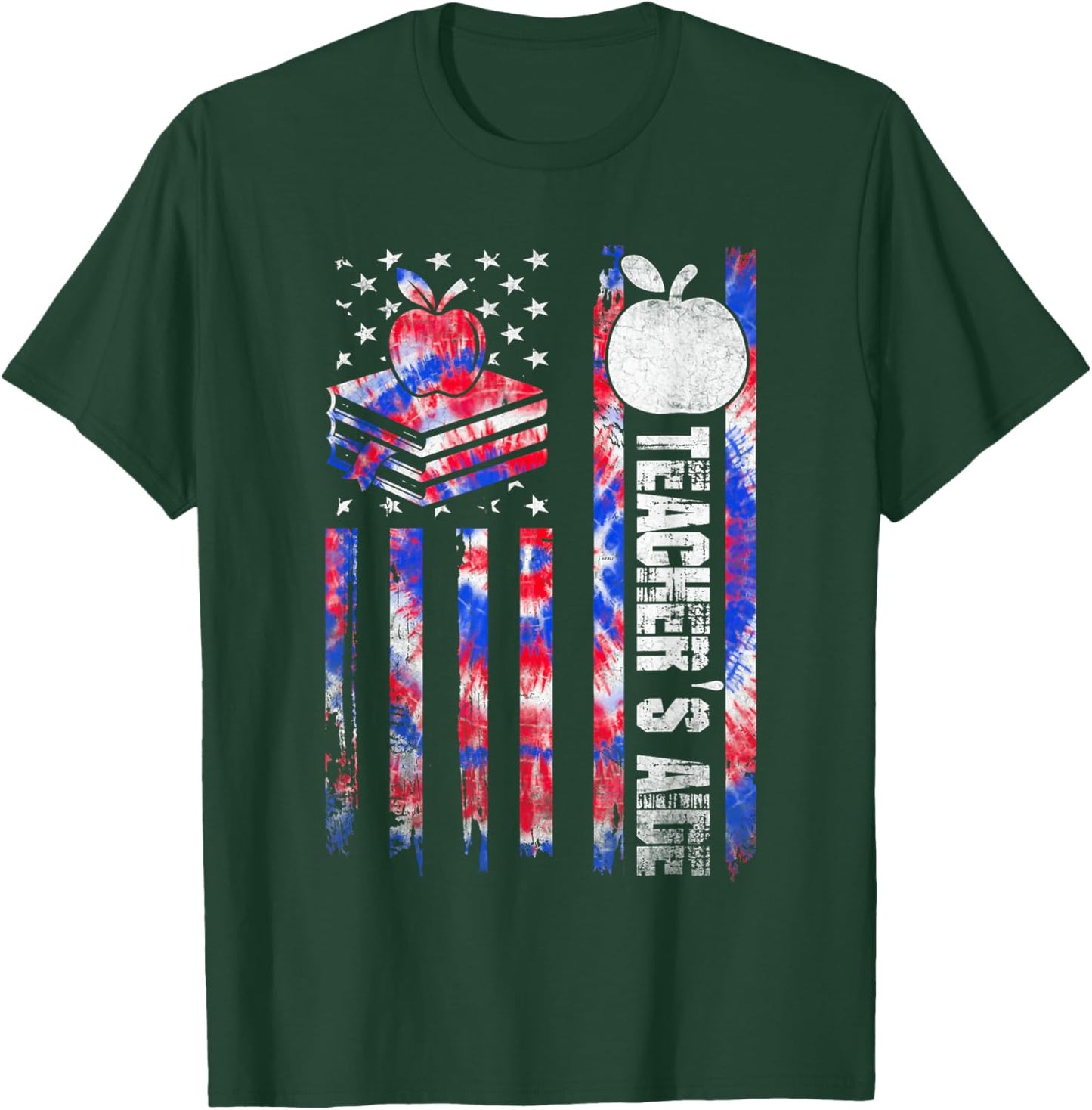 Red White Blue Tie Dye USA Flag Teacher's Aide 4th of July T-Shirt - T-Shirt | Forest