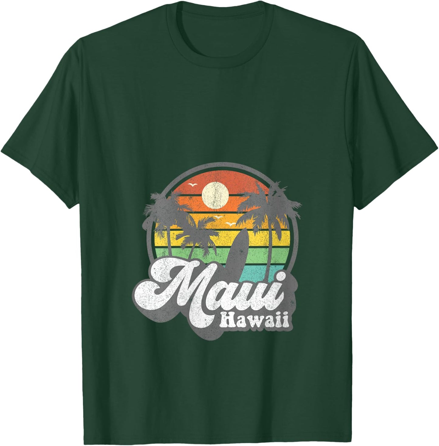 Vintage Maui Hawaii Hawaiian Beach Surfing 70's Surf Gift V-Neck T-Shirt - T-Shirt | Forest