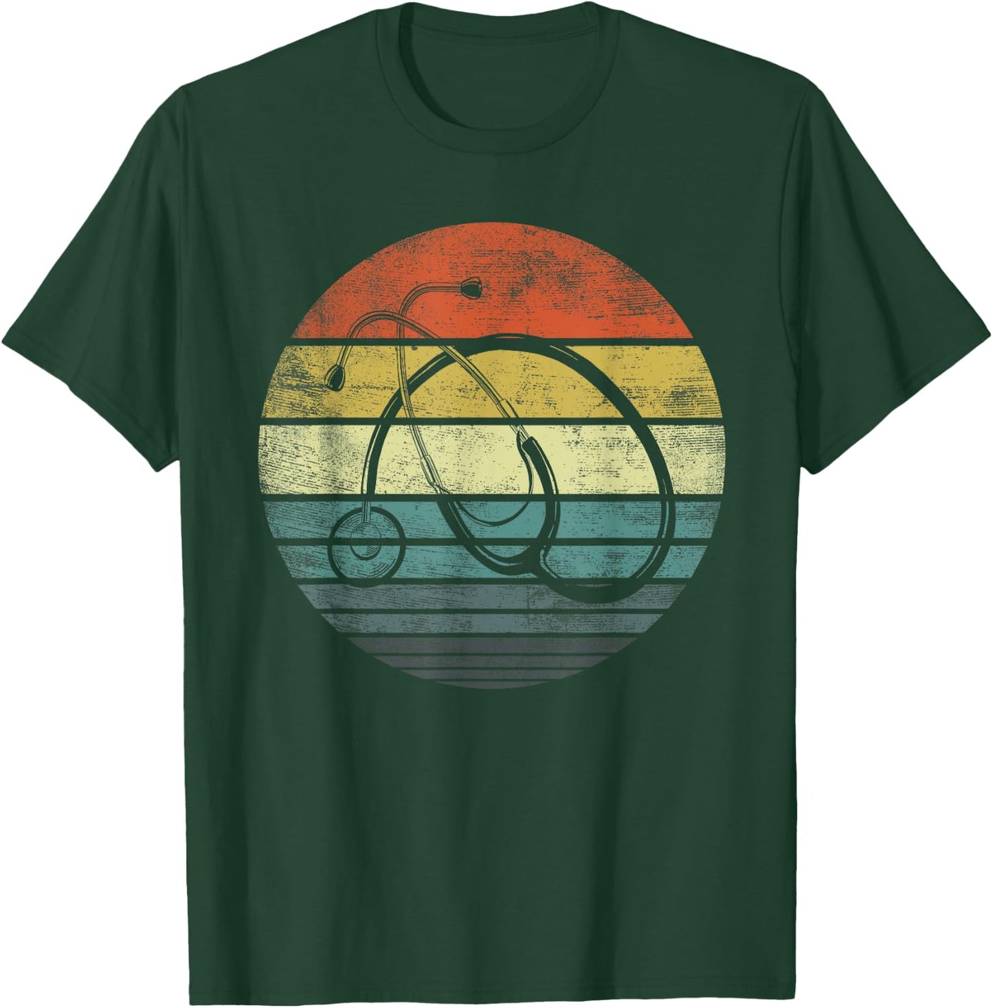Funny Nurse Gifts Retro Vintage Doctor Stethoscope Nursing T-Shirt - T-Shirt | Forest