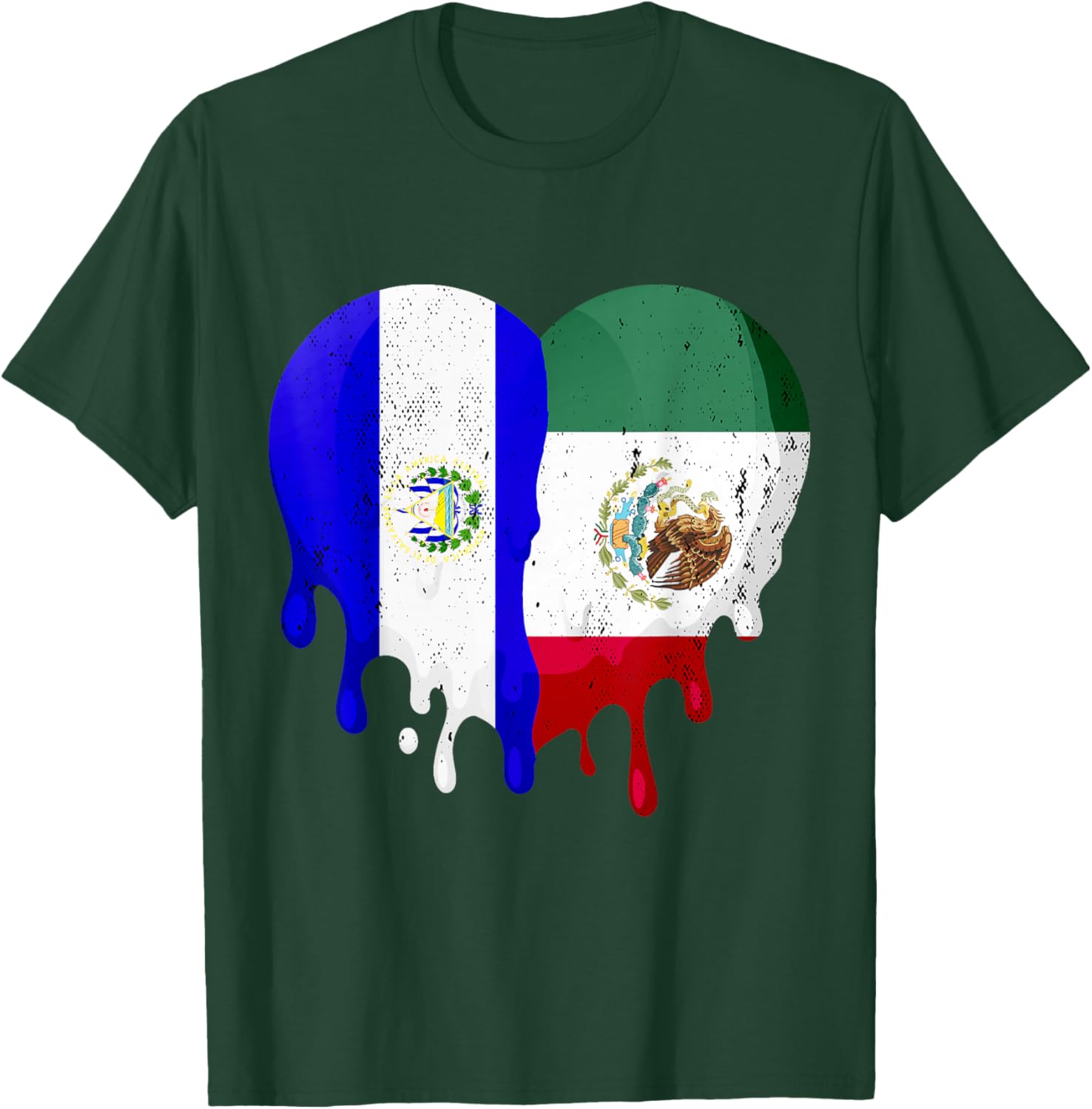El Salvador Mexico Flag Heart Citizen Grown Patriot Country T-Shirt - T-Shirt | Forest